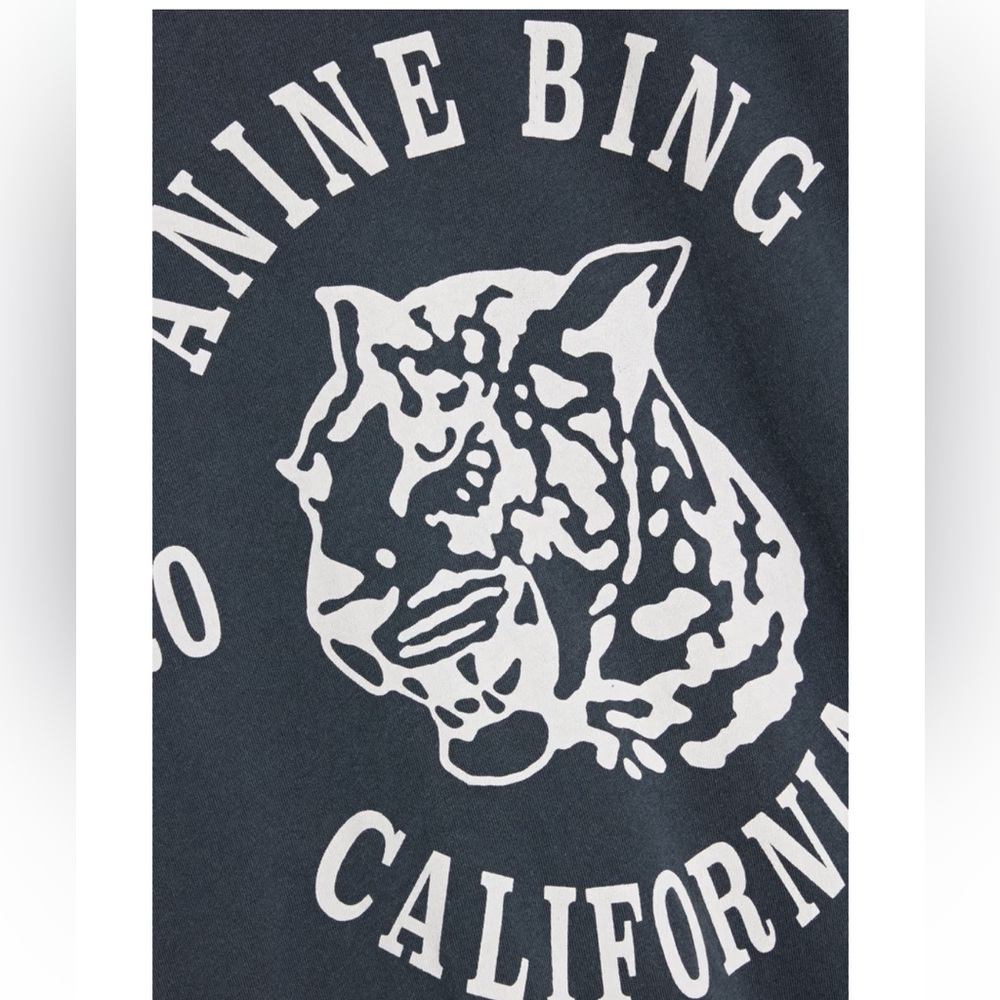 Anine Bing NWT Avi printed cotton-jersey T-shirt XS Charcoal - Picture 4 of 8